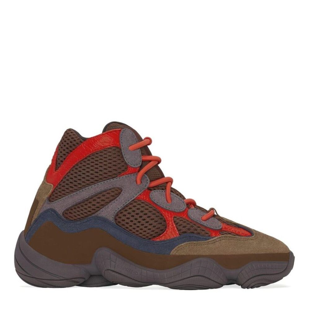 Yeezy Mens 500 Leather High Top Trainers / Sumac Red